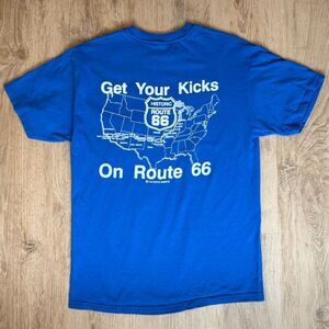 Vintage Good Shirts Route 66 Get Your Kicks Blue 1994 T-Shirt Medium USA Made